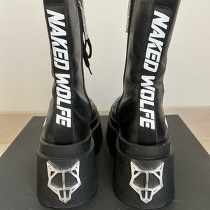 Naked Wolfe Jupiter Black Leather Platform Boots